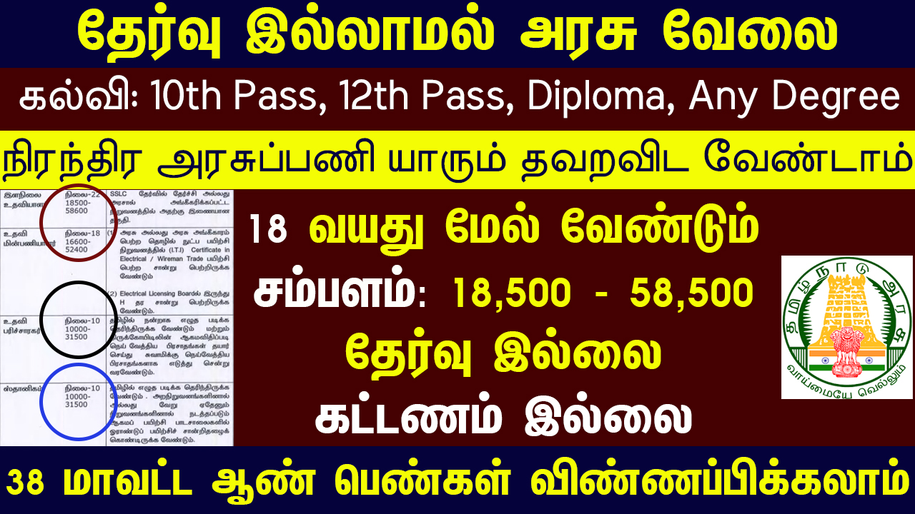 Tamil Nadu Govt Jobs 2022 Arasuvelai 2022 Tamil Nadu Arasu Velai Vaippu 2022 Jobs Today Tamil TN Govt Jobs 2022 TN Govt Jobs 2022 Tamil TN Jobs Jobs Tamila Jobs 2022